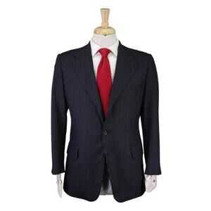 Edgar Pomeroy Bespoke Navy Striped Wool Cashmere Fleece Handmade Suit 38S